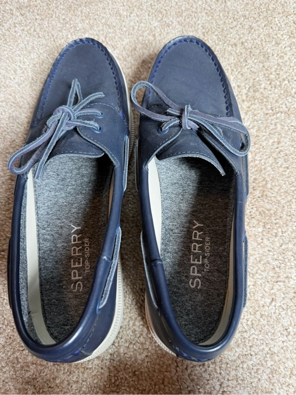 Sperry Men's Navy Leather Lace-Up Boat Shoes
